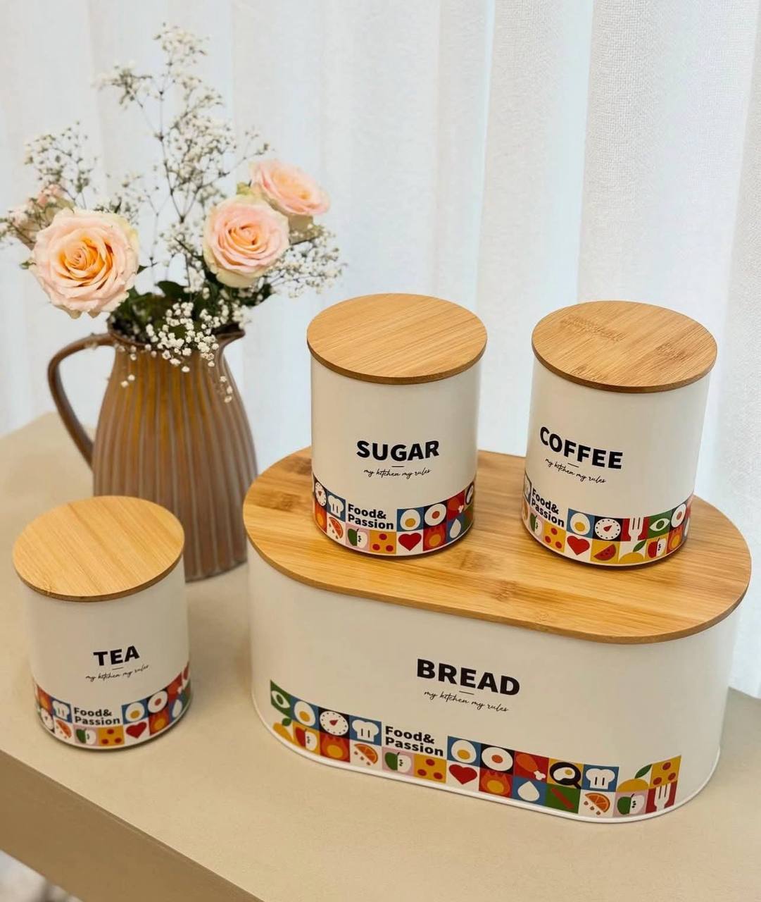 Boîtes de Rangement Cuisine avec Couvercle en Bambou – Élégance & Organisation