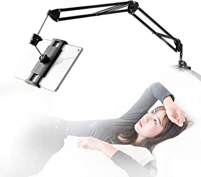 Support de téléphone rotatif à 360 degrés avec bras en aluminium pour iPad et téléphones ou autres appareils avec écrans.