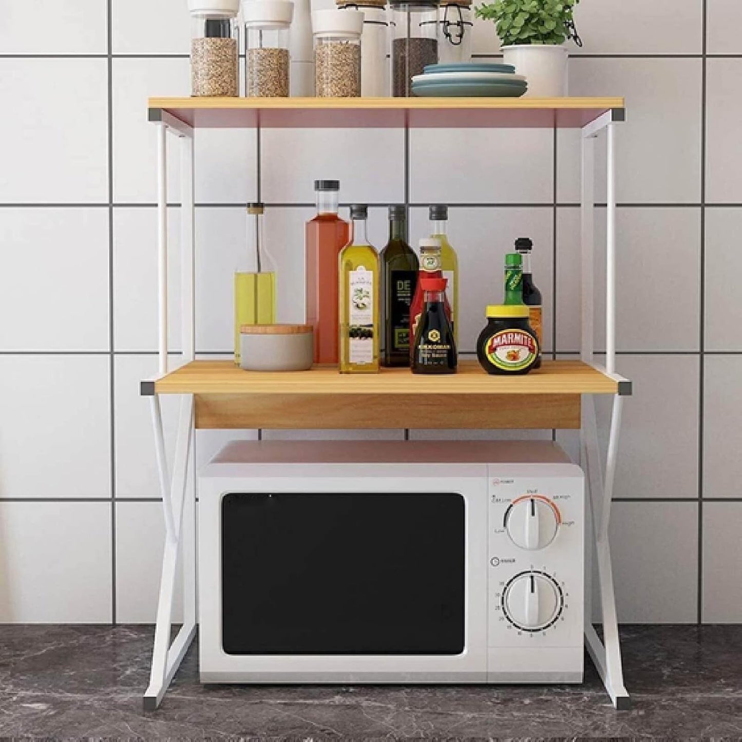 Étagère de Rangement en bois pour Micro-Ondes et épices