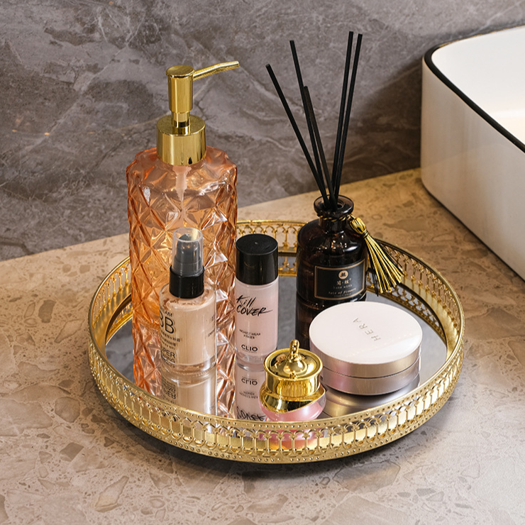 Plateau rond de style ins verre