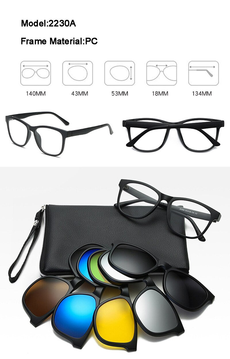 Lunettes 5-en-1 Magic Vision Aimant à changement rapide solaire