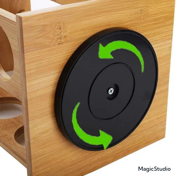 Support d'Assaisonnement Rotatif en Bois de Bambou