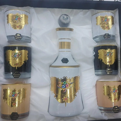 Cristallia Royale™ – Service à Liqueur Impérial avec Carafe + 6 Verres Édition Prestige