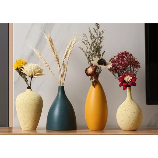 Vase Déco Moderne en Céramique– Jaune Mat