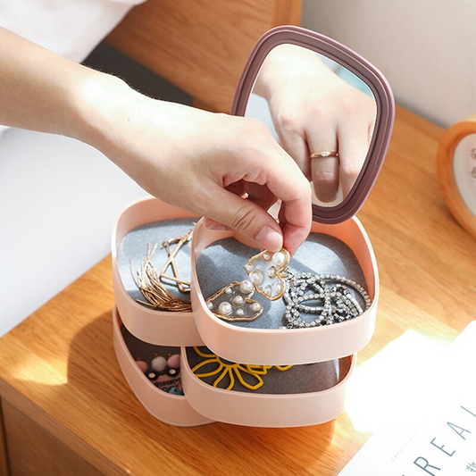 Miroir et boîte à accessoires rotative