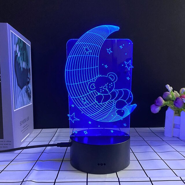 Lampe LED 3D à 7 couleurs changeantes