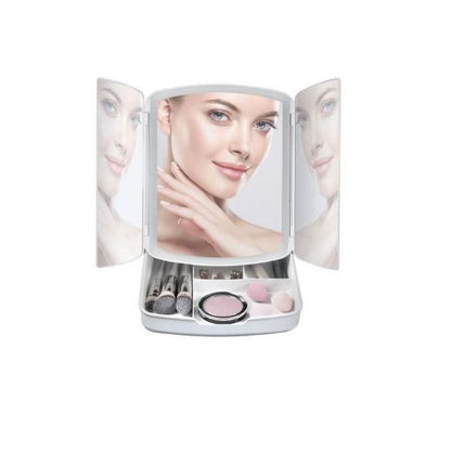 Miroir de maquillage éclairé et organiseur