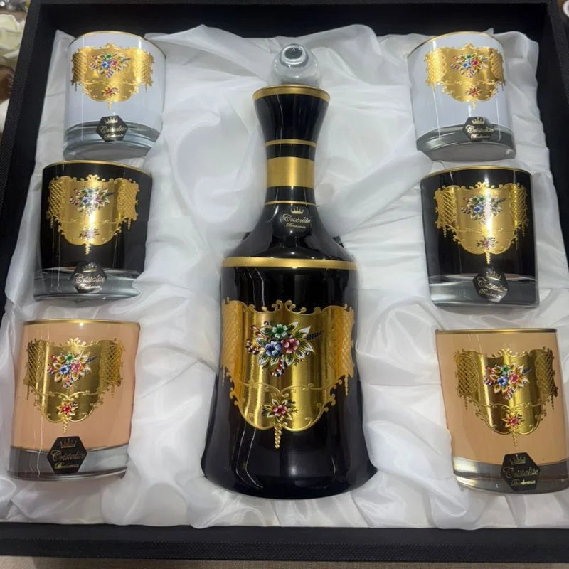 Cristallia Royale™ – Service à Liqueur Impérial avec Carafe + 6 Verres Édition Prestige