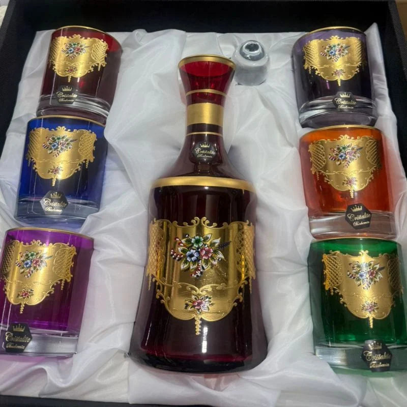 Cristallia Royale™ – Service à Liqueur Impérial avec Carafe + 6 Verres Édition Prestige