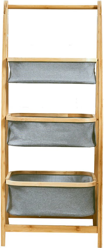 Panier à Linge Pliable en Bambou avec Sac en Tissu