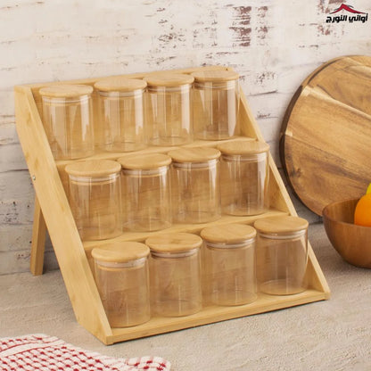 Bocaux en Verre Hermétiques avec Couvercle en Bois – Lot de 12