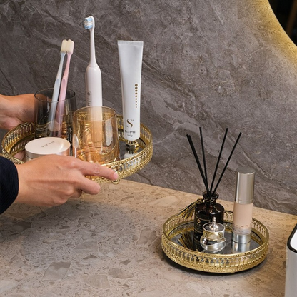 Plateau rond de style ins verre
