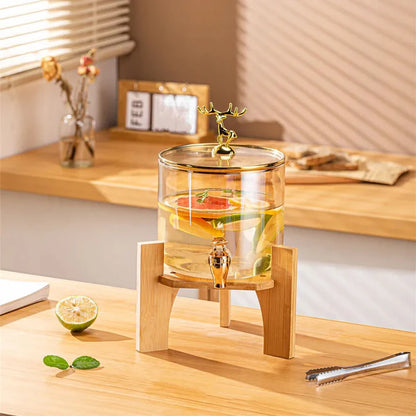 Distributeur de Boissons en Verre Borosilicate avec Support & Couvercle