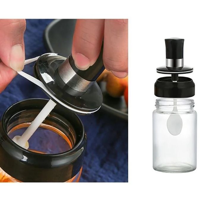 3 pièces en verre pour épices, huile et miel
