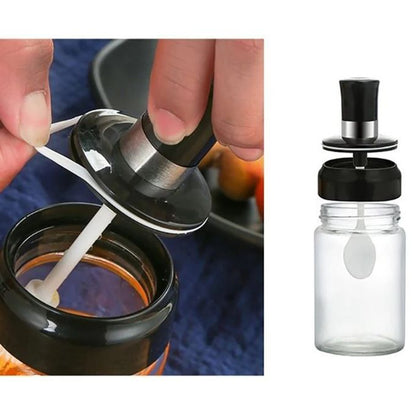 3 pièces en verre pour épices, huile et miel