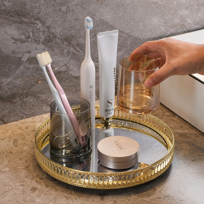 Plateau rond de style ins verre