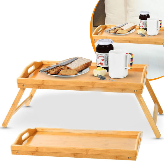 Plateau en bois de bambou avec pieds pliables