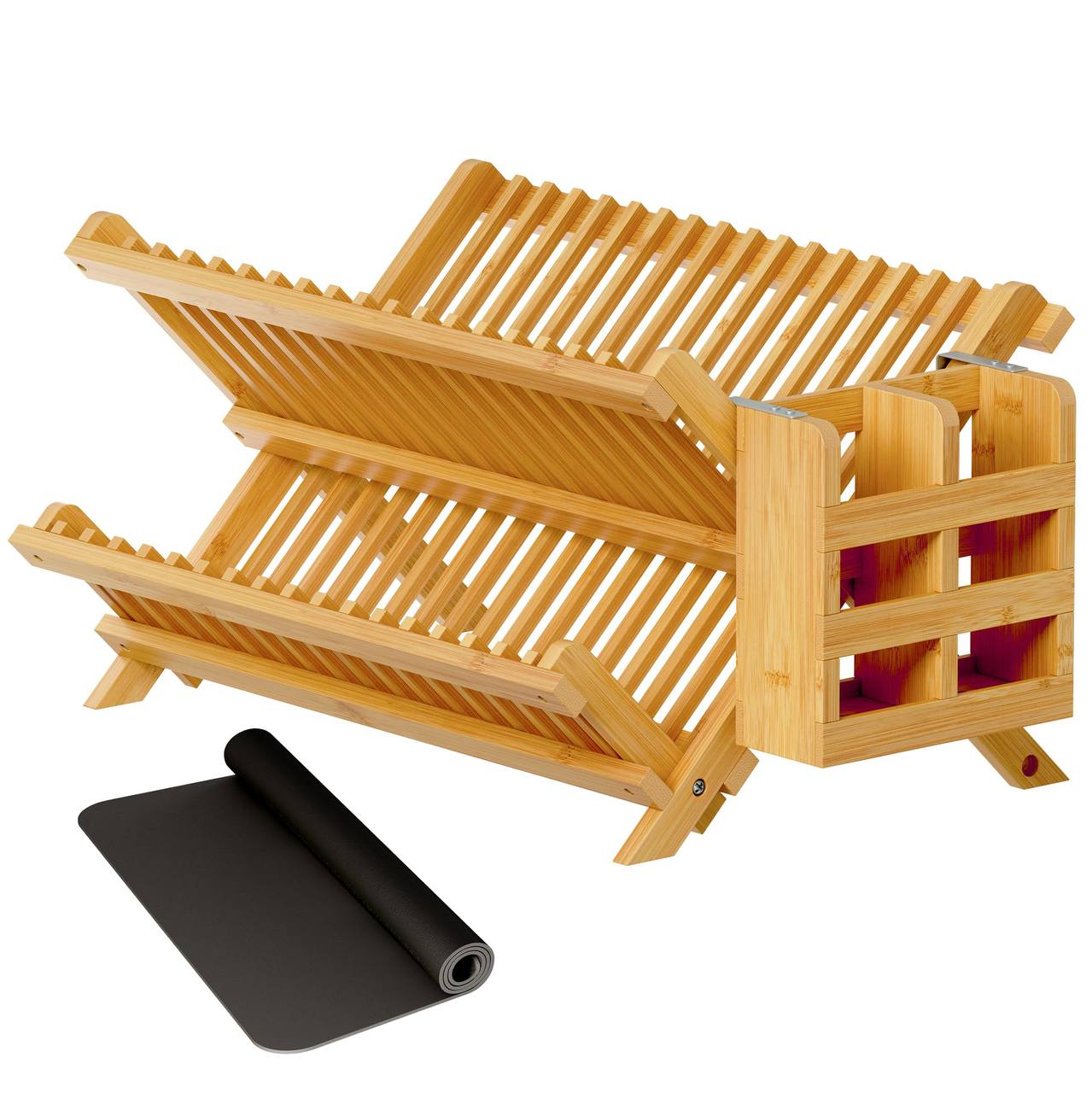 Égouttoir à Vaisselle en Bambou de Grande Capacité