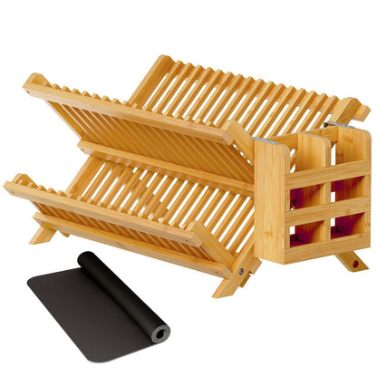 Égouttoir à Vaisselle en Bambou de Grande Capacité