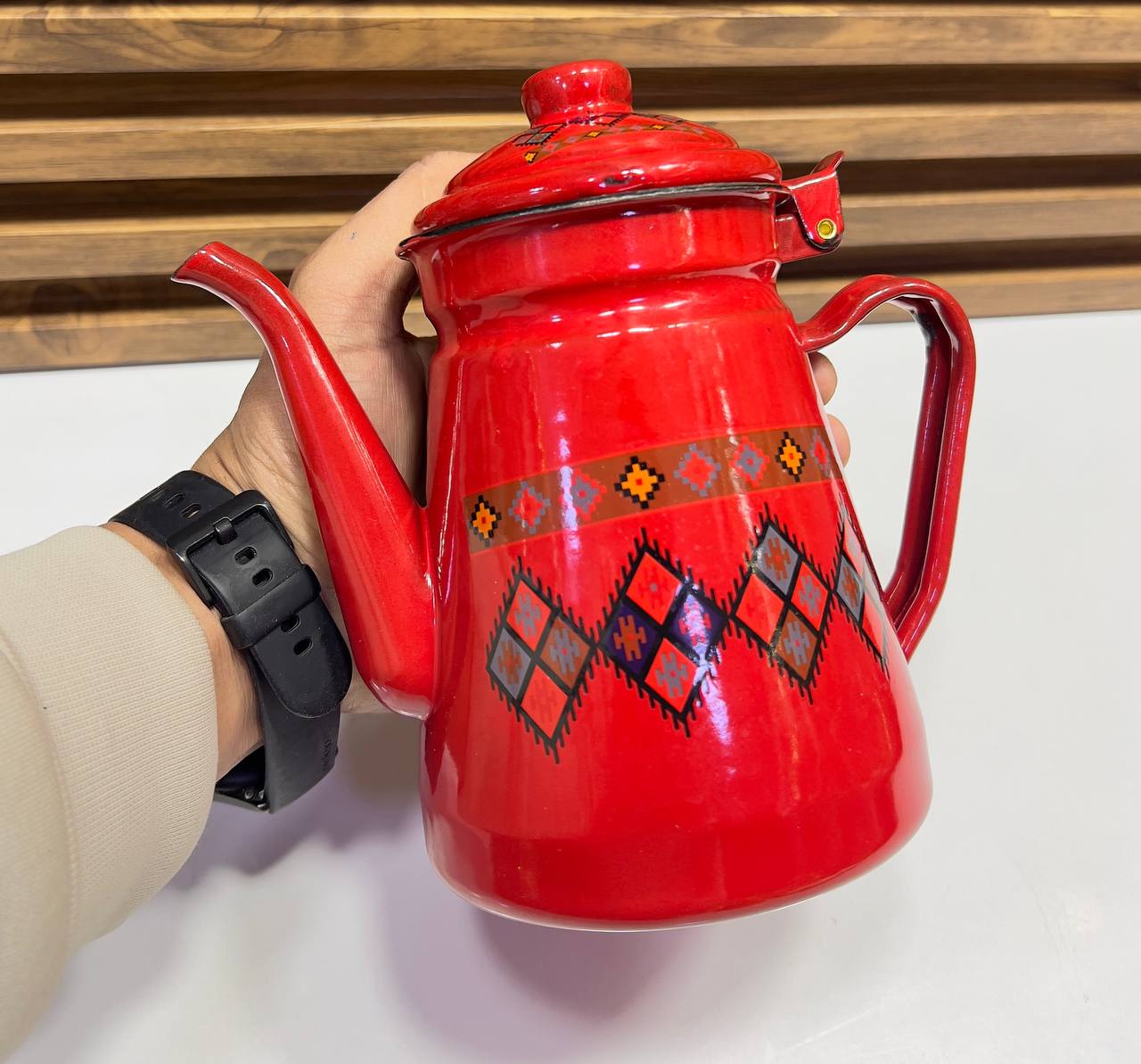 OttomanTea™ – Service à Thé Turc Traditionnel en Émail (Double Bouilloire)