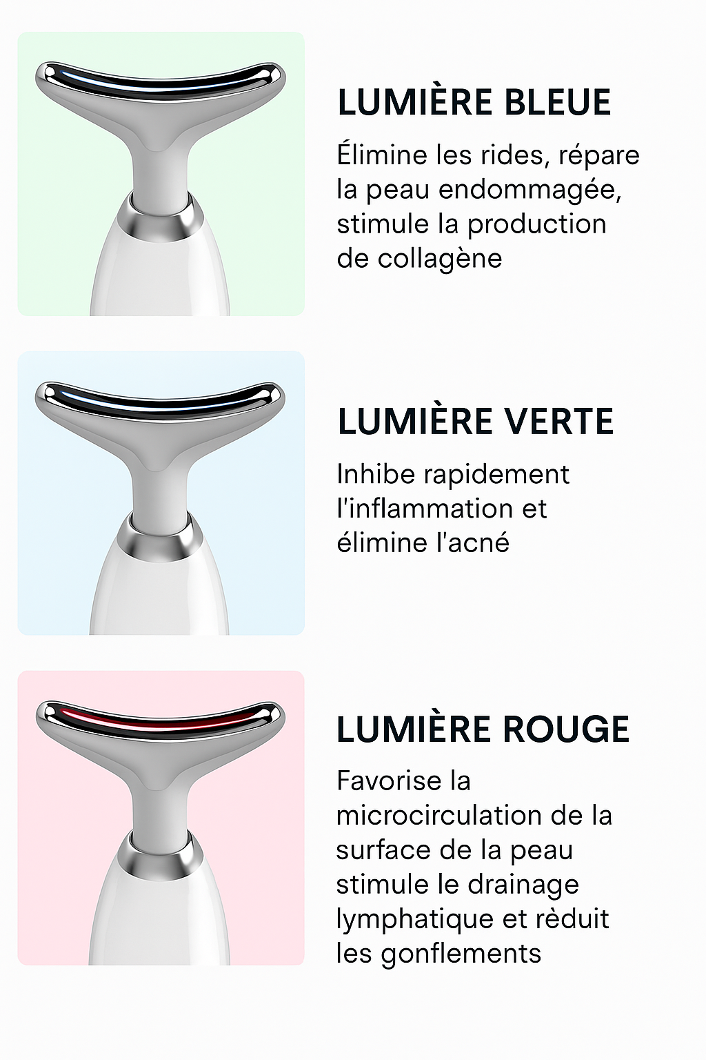 Appareil de Massage du Visage du Cou, Lifting de la Peau du Cou, Dispositif de Suppression des Rides avec 3 Modes de Massage