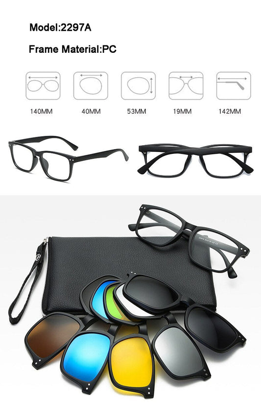 Lunettes 5-en-1 Magic Vision Aimant à changement rapide solaire