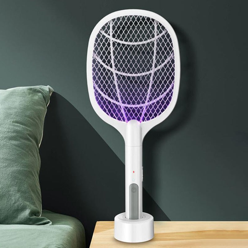 Raquette Électrique Rechargeable Protection Complète Contre les Moustiques 2 en 1