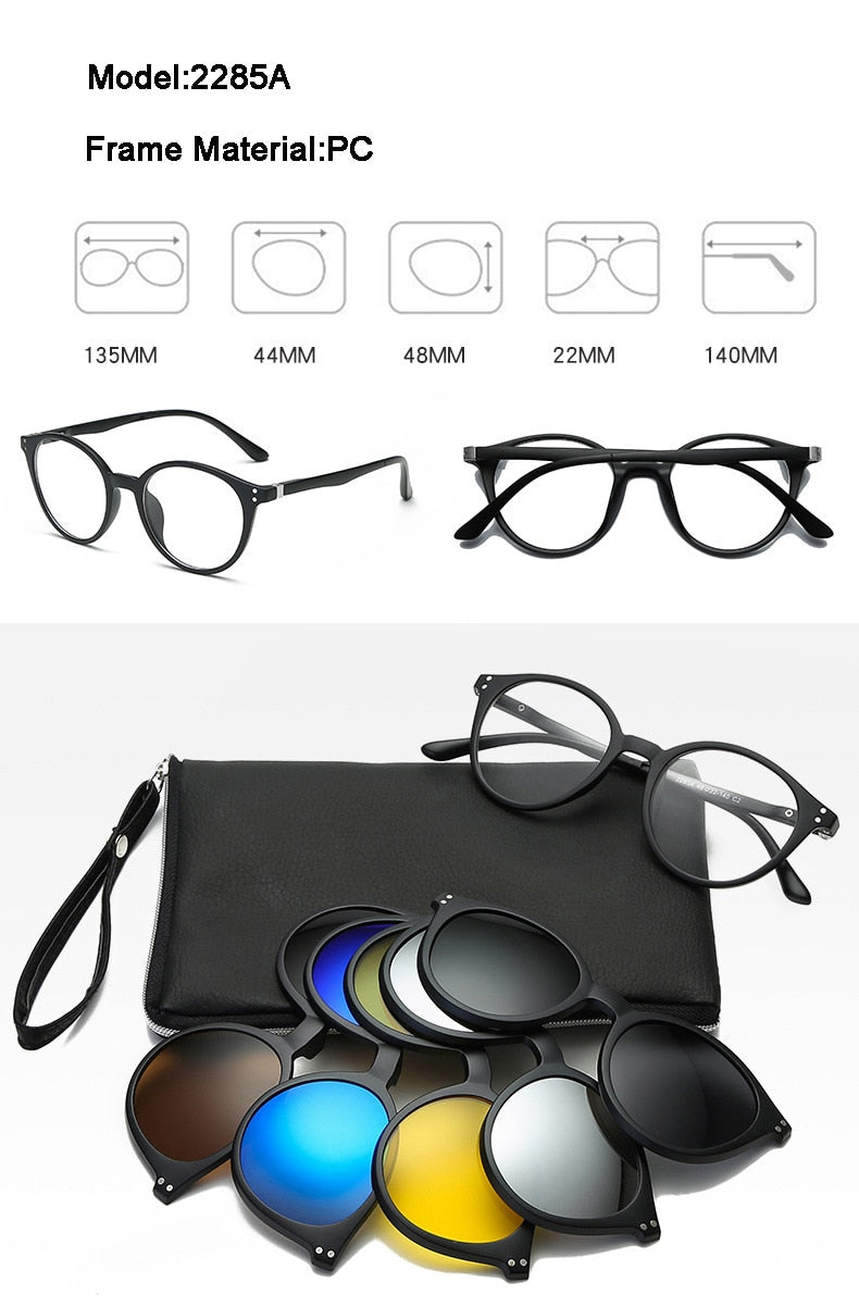 Lunettes 5-en-1 Magic Vision Aimant à changement rapide solaire
