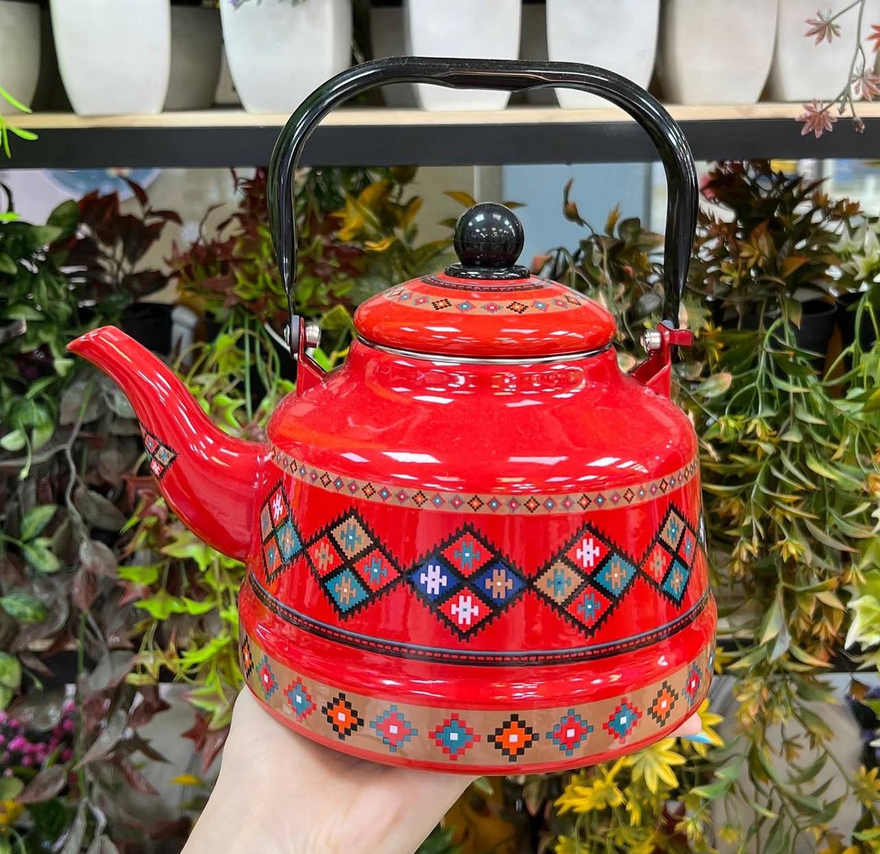 OttomanTea™ – Service à Thé Turc Traditionnel en Émail (Double Bouilloire)