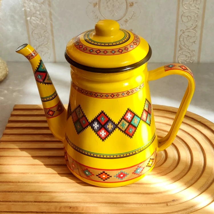 OttomanTea™ – Service à Thé Turc Traditionnel en Émail (Double Bouilloire)