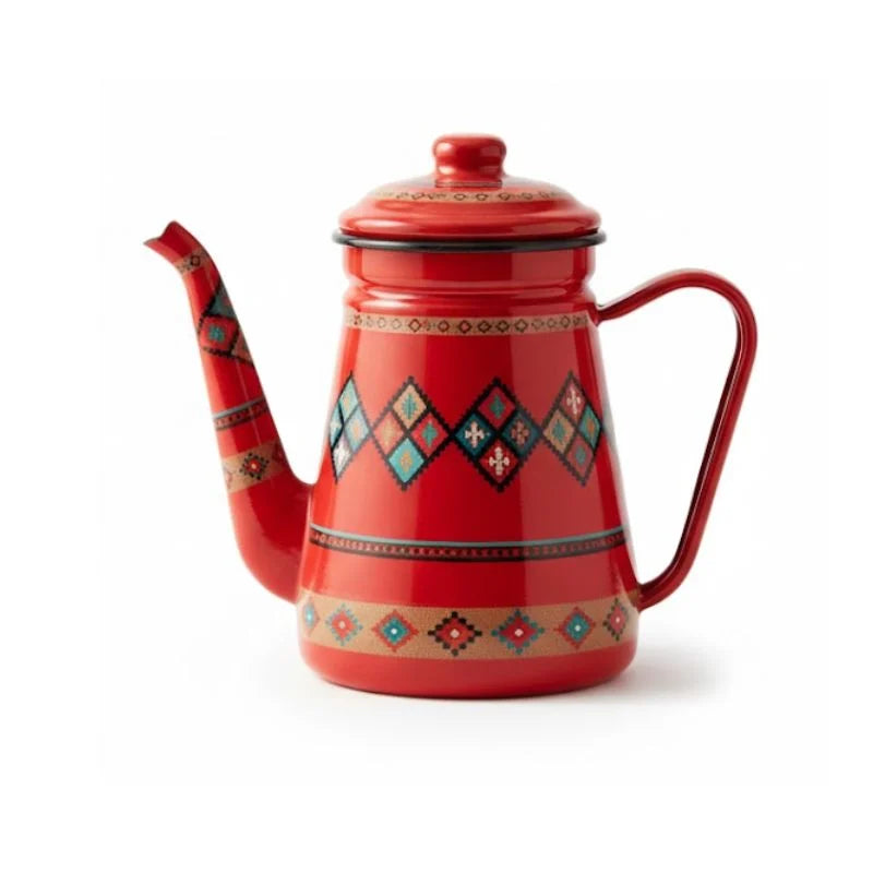 OttomanTea™ – Service à Thé Turc Traditionnel en Émail (Double Bouilloire)