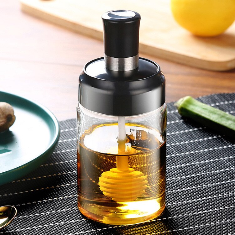 3 pièces en verre pour épices, huile et miel