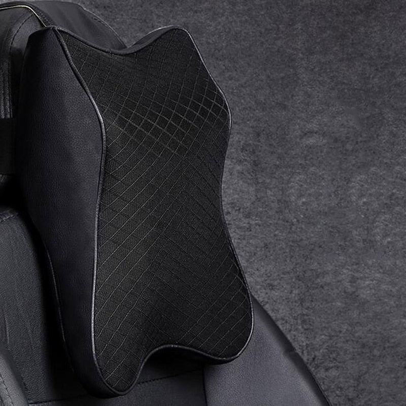 Coussin Ergonomique Appui-Tête pour Voiture - Mousse Mémoire Premium & Design Élégant Noir-Liora ConfortDrive