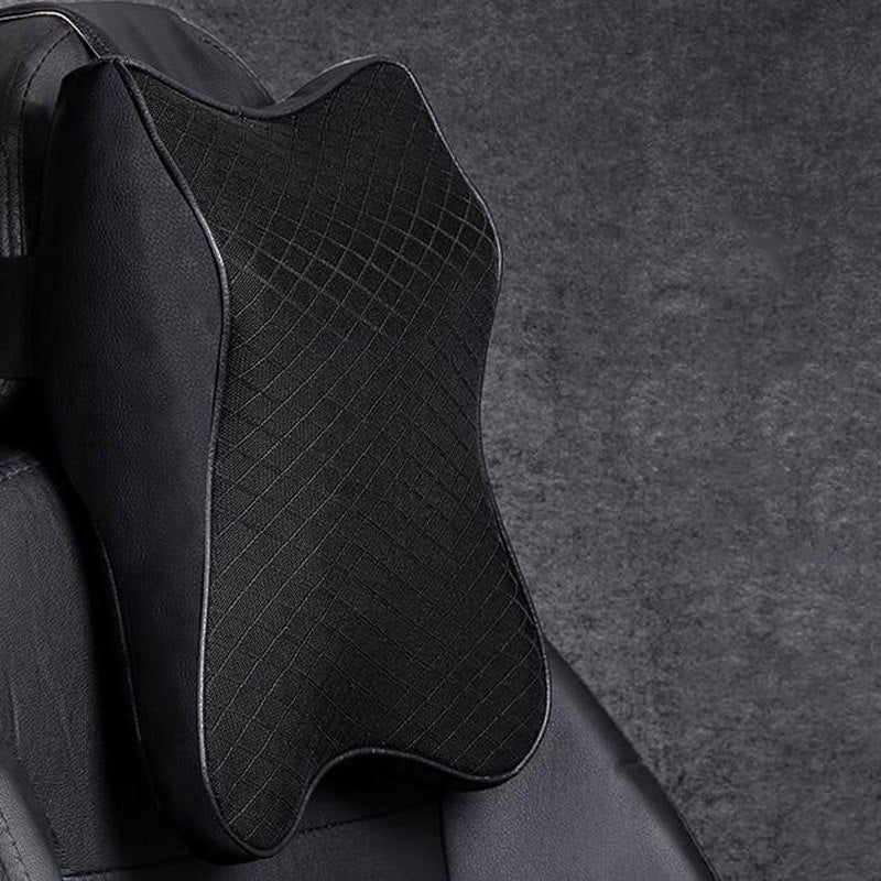 Coussin Ergonomique Appui-Tête pour Voiture - Mousse Mémoire Premium & Design Élégant Noir-Liora ConfortDrive