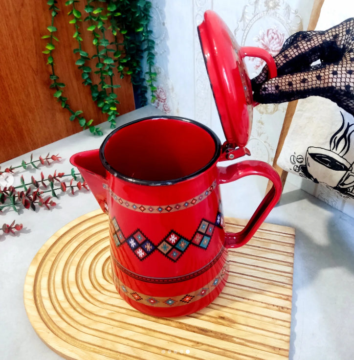 OttomanTea™ – Service à Thé Turc Traditionnel en Émail (Double Bouilloire)