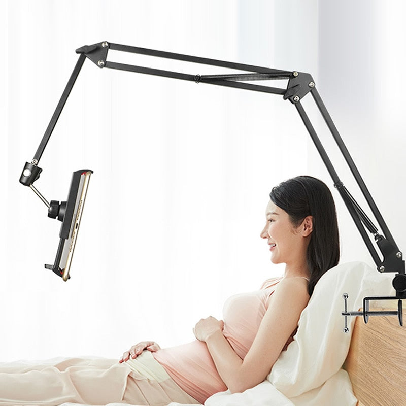 Support de téléphone  rotatif à 360 degrés avec bras en aluminium pour iPad et téléphones ou autres appareils avec écrans.