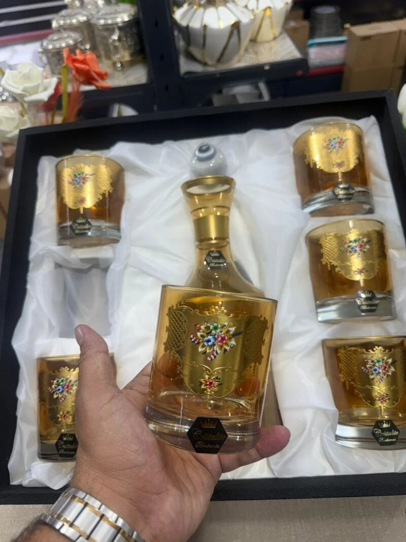 Cristallia Royale™ – Service à Liqueur Impérial avec Carafe + 6 Verres Édition Prestige