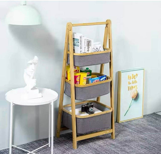 Panier à Linge Pliable en Bambou avec Sac en Tissu