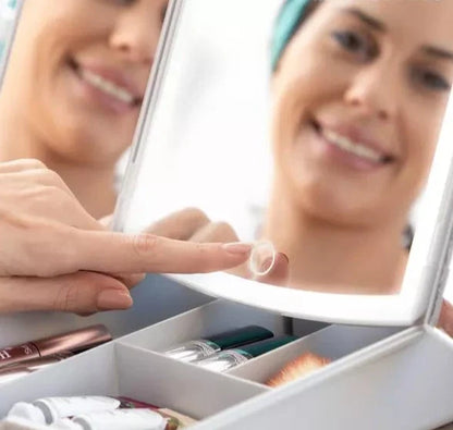 Miroir de maquillage éclairé et organiseur