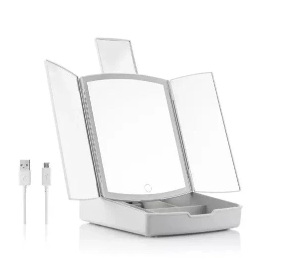Miroir de maquillage éclairé et organiseur