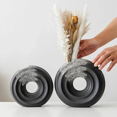 Vase créatif en céramique émaillée de neige, 2pcs