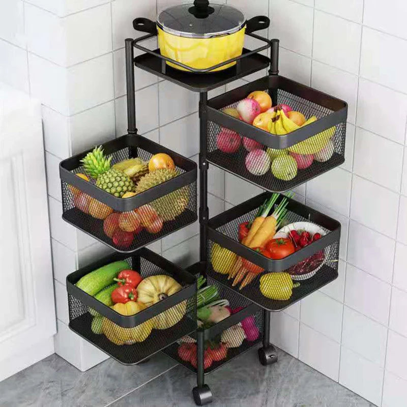 Panier à légumes rotatif pour ranger les fruits et les articles ménagers